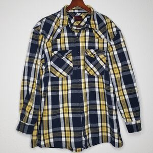 Five Brother Snap Pearl Button Up Plaid Shacket Shirt Size 2XL Tall Heavy